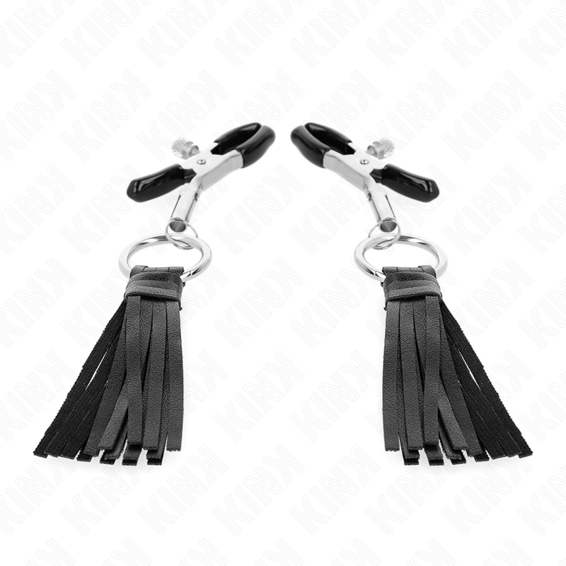 KINK - NIPPLE CLAMPS WITH 6 CM FAUX LEATHER TASSELS