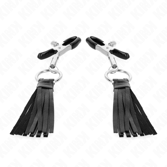 KINK - NIPPLE CLAMPS WITH 6 CM FAUX LEATHER TASSELS