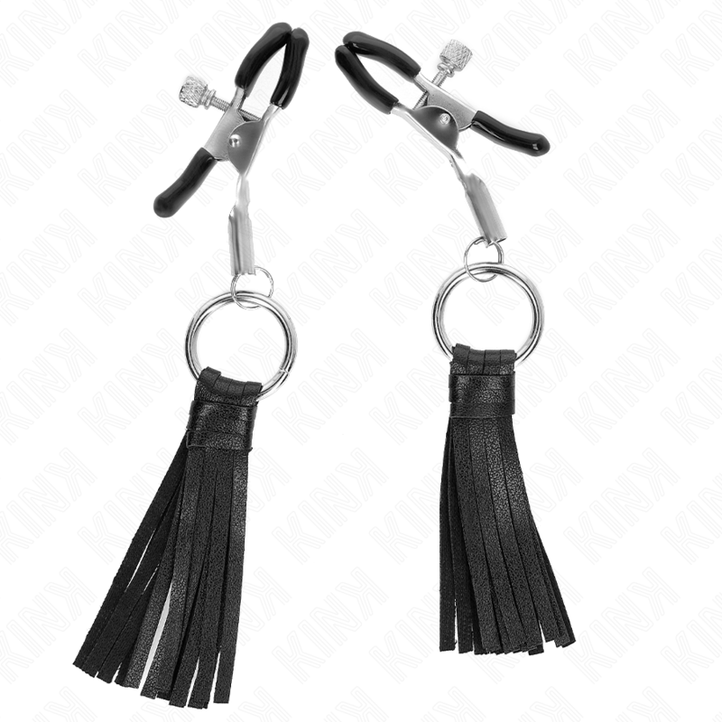 KINK - NIPPLE CLAMPS WITH 6 CM FAUX LEATHER TASSELS