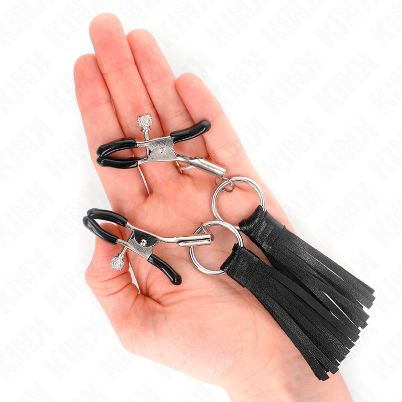 KINK - NIPPLE CLAMPS WITH 6 CM FAUX LEATHER TASSELS