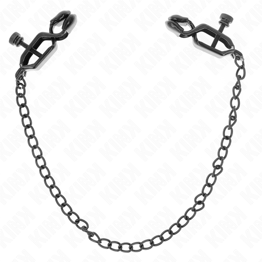 KINK - BLACK FLAT NIPPLE CLAMPS WITH BLACK CHAIN ​​30 CM