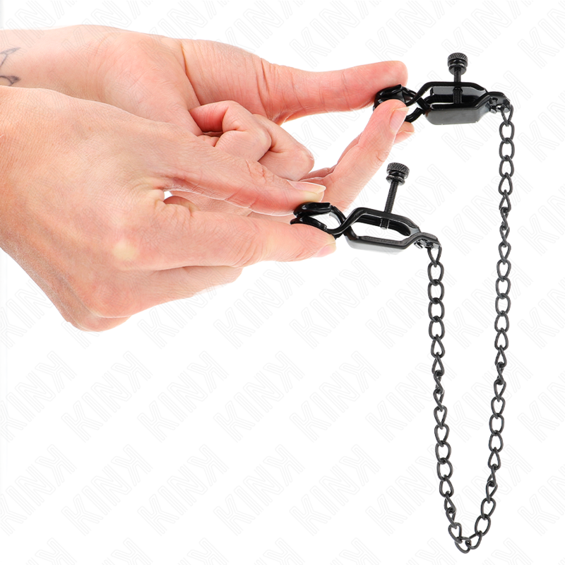 KINK - BLACK FLAT NIPPLE CLAMPS WITH BLACK CHAIN ​​30 CM