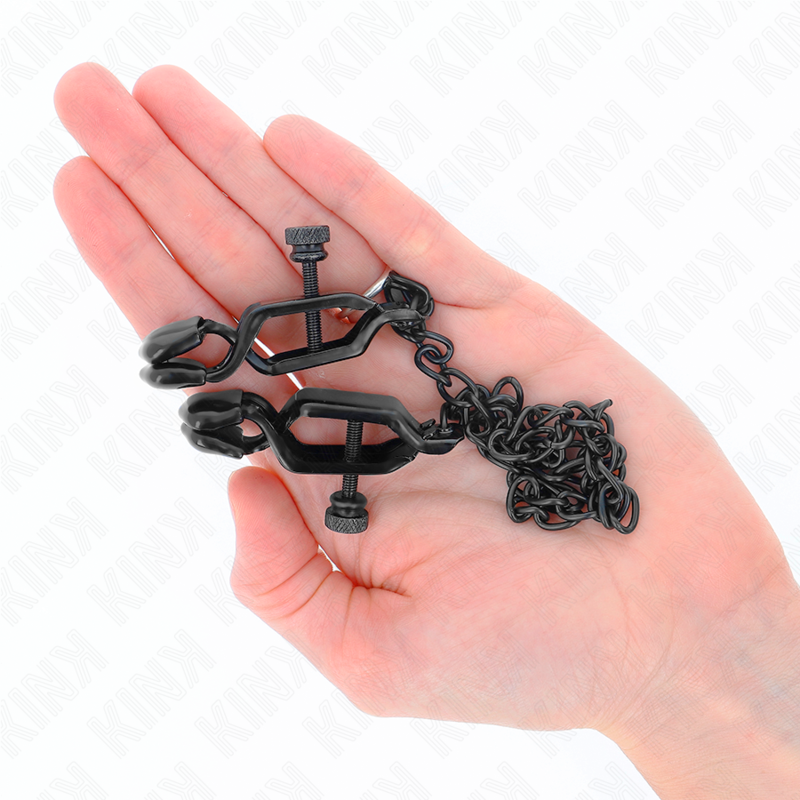 KINK - BLACK FLAT NIPPLE CLAMPS WITH BLACK CHAIN ​​30 CM