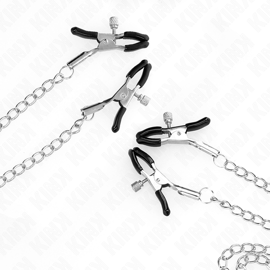 KINK - NIPPLE AND CLITORIS CLAMPS 4 ADJUSTABLE SNAP-IN HOOKS SILVER