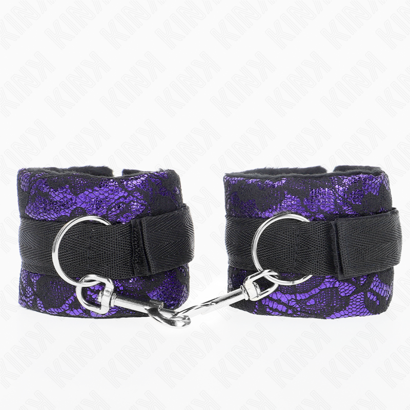 KINK - PULSEIRA CURTA DE RENDA DE VELUDO COM COLAGEM DE NYLON ROXO/PRETO 23 X 6,5 CM