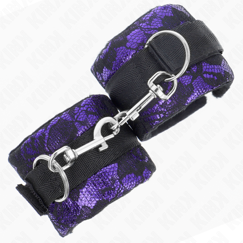 KINK - PULSEIRA CURTA DE RENDA DE VELUDO COM COLAGEM DE NYLON ROXO/PRETO 23 X 6,5 CM