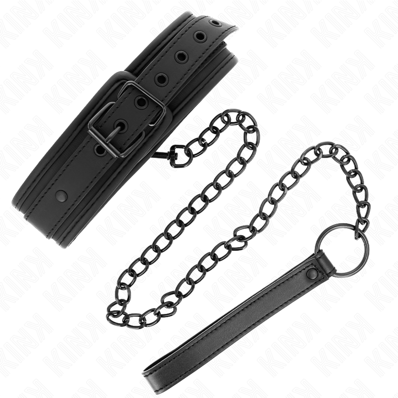 KINK - 78 CM NEOPRENE BONDAGE COLLAR WITH LEASH MODEL 1 ADJUSTABLE 37.5 X 49.5 CM