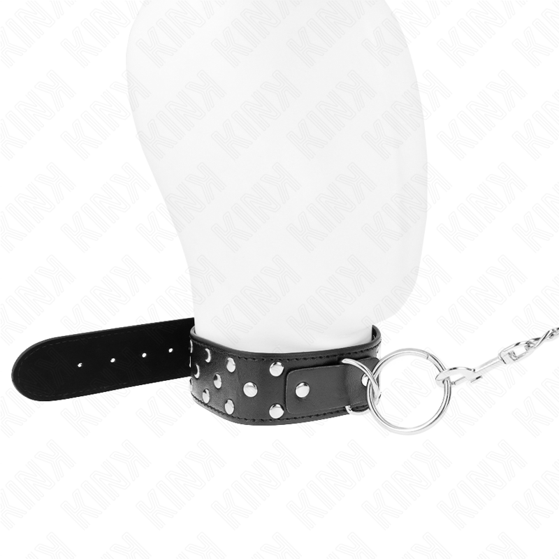 KINK - 65 CM BLACK RING RIVET LEASH COLLAR ADJUSTABLE 36-50 CM X 3.8 CM