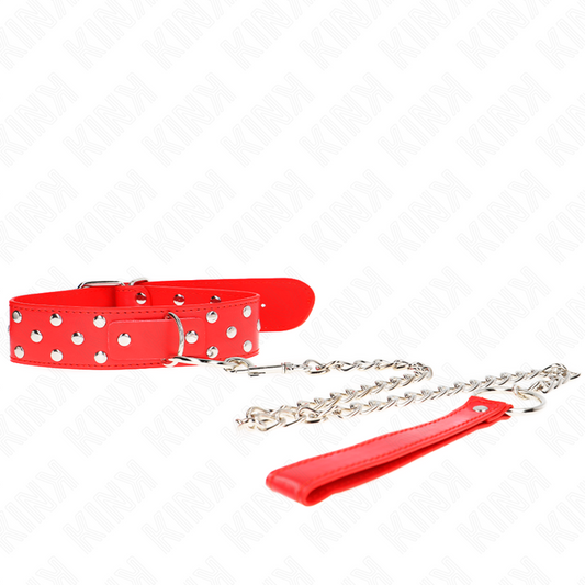 KINK - COLLAR CON CORREA 65 CM REMACHE ANILLA ROJO AJUSTABLE 36-50 CM X 3.8 CM