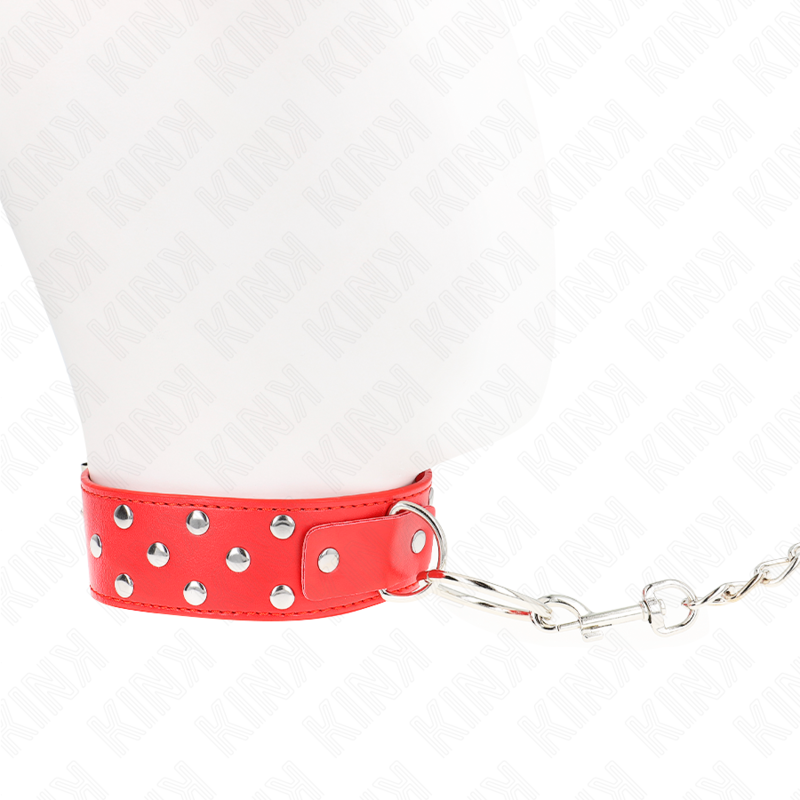 KINK - 65 CM RED RING RIVET LEASH COLLAR ADJUSTABLE 36-50 CM X 3.8 CM