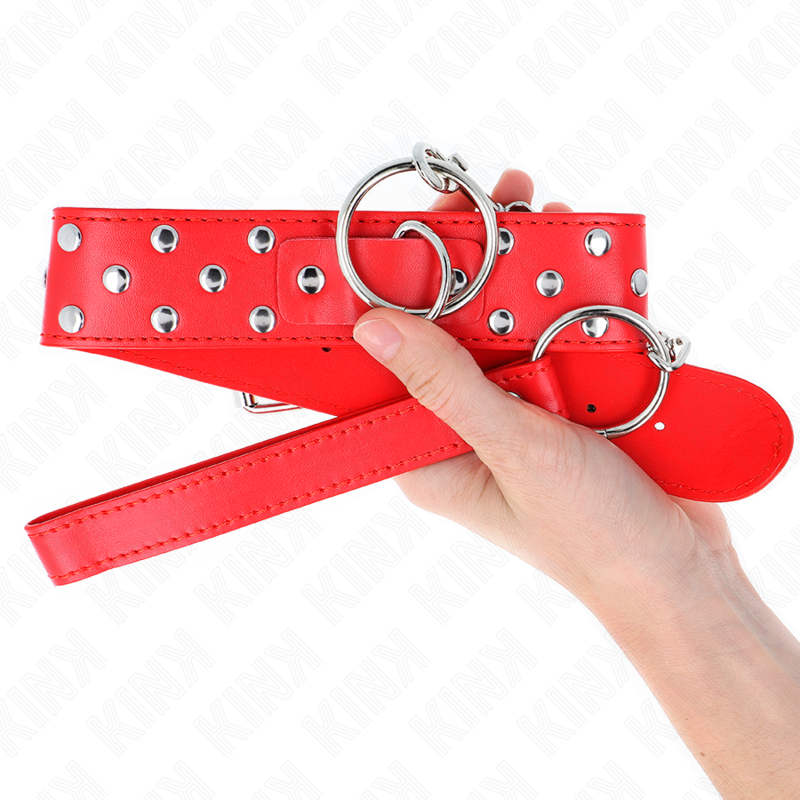 KINK - 65 CM RED RING RIVET LEASH COLLAR ADJUSTABLE 36-50 CM X 3.8 CM