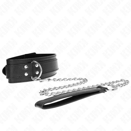 KINK - 65 CM SILVER BUCKLES ADJUSTABLE STRAP COLLAR 33-46 CM X 5.5 CM