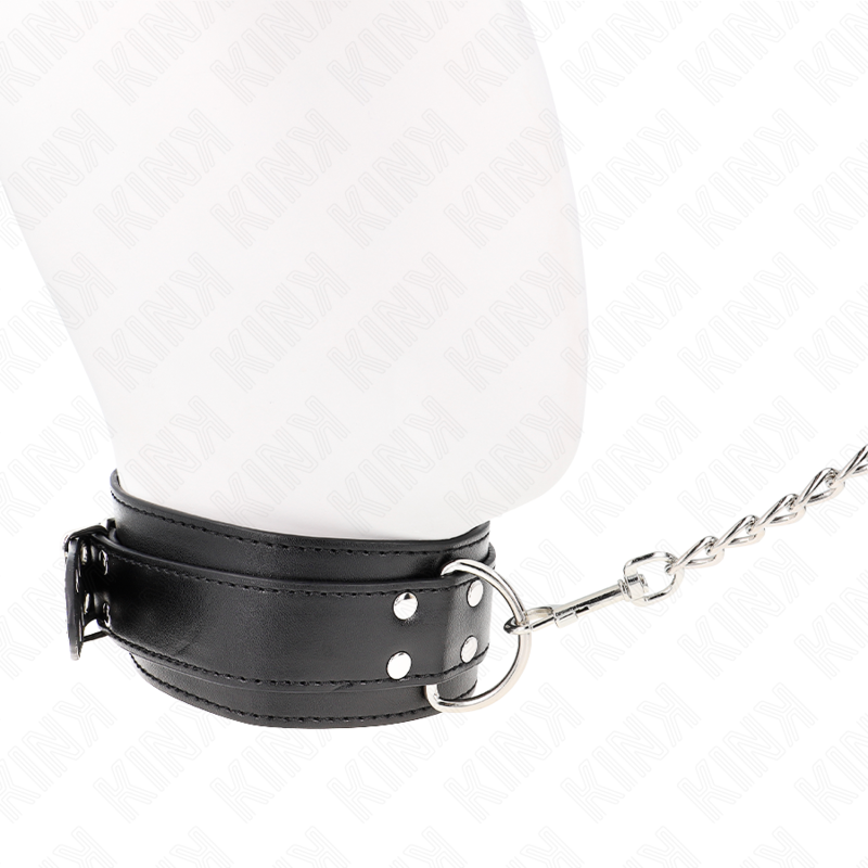 KINK - 65 CM SILVER BUCKLES ADJUSTABLE STRAP COLLAR 33-46 CM X 5.5 CM