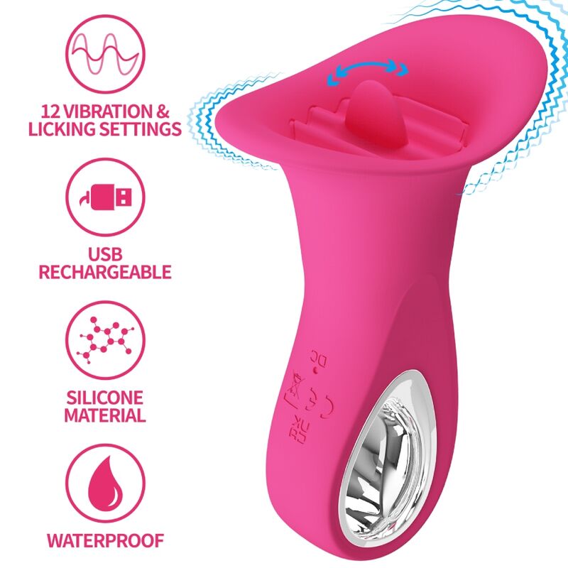 PRETTY LOVE - CLYDE VIBRADOR ORAL VIBRADOR DE LÍNGUA 12 VIBRAÇÕES ROSA