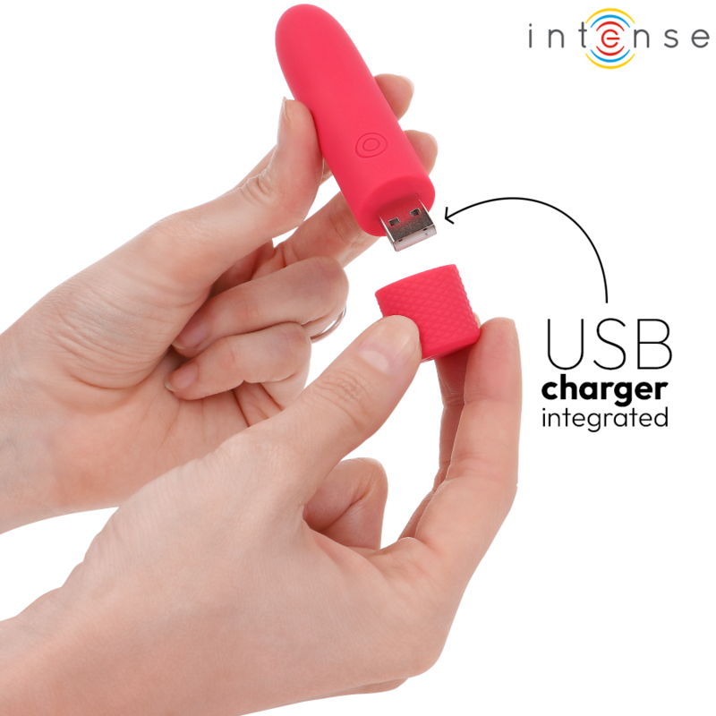 INTENSE - SYMONE USB RECHARGEABLE VIBRATING BULLET 8 VIBRATIONS RED 10 X 2.2 CM