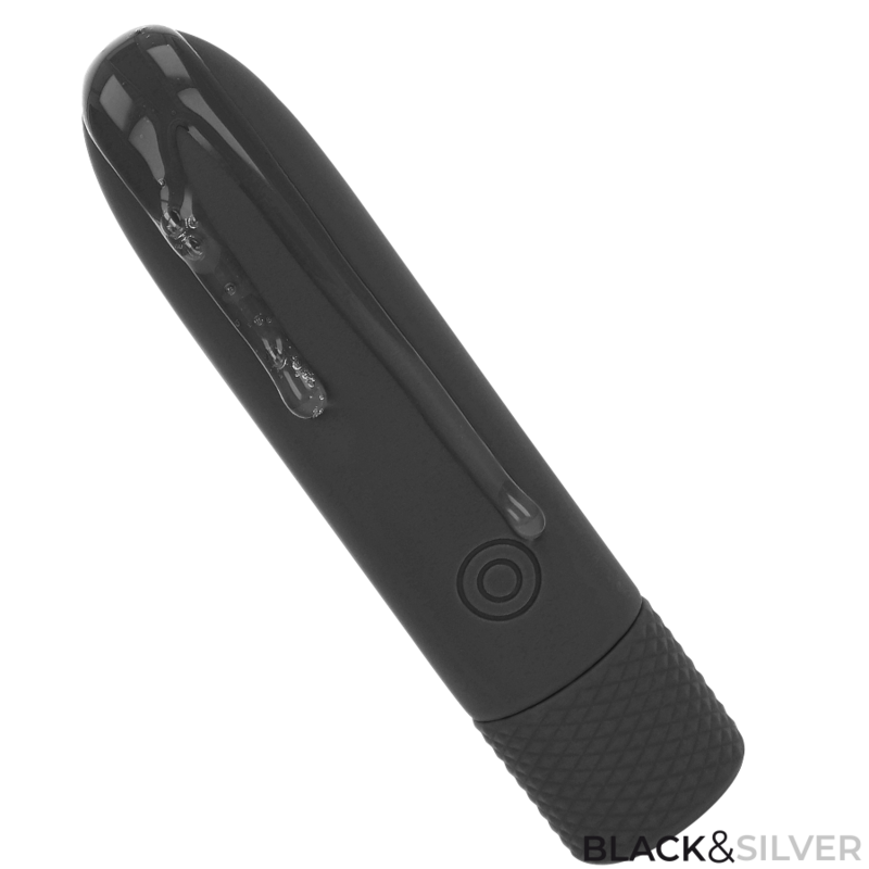 BLACK &amp; SILVER - GERI USB RECHARGEABLE VIBRATING BULLET 8 VIBRATIONS BLACK 10 X 2.2 CM