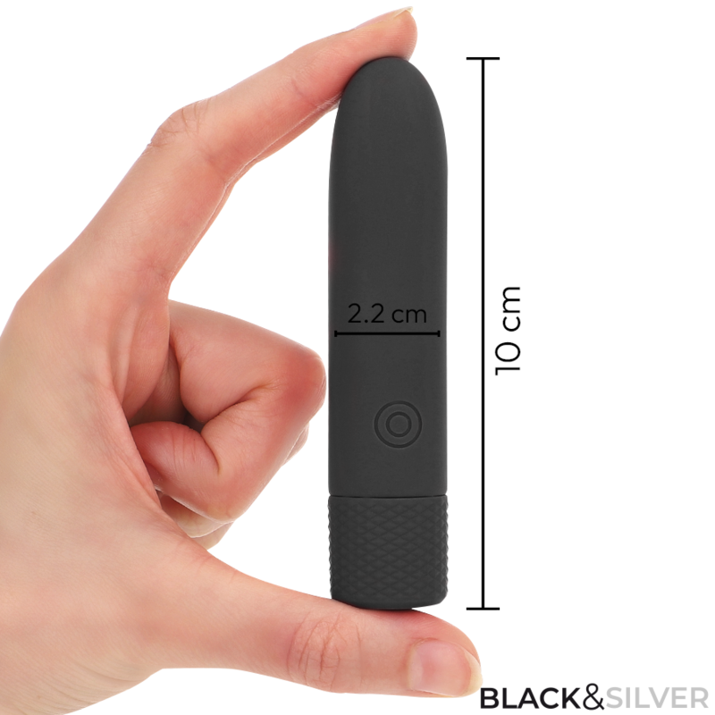 BLACK &amp; SILVER - GERI USB RECHARGEABLE VIBRATING BULLET 8 VIBRATIONS BLACK 10 X 2.2 CM