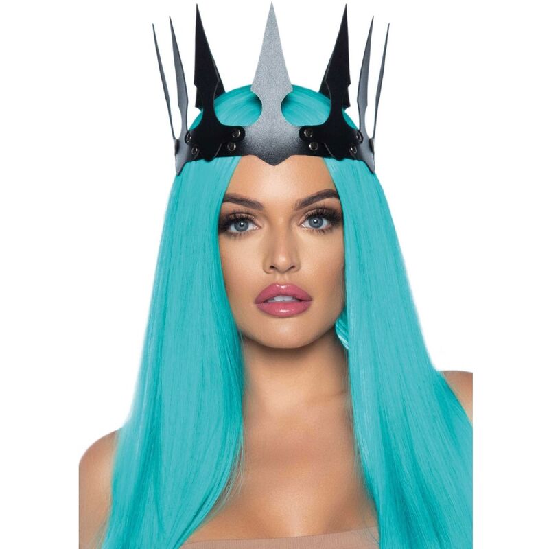 LEG AVENUE - BLACK STUDDED FAUX LEATHER MALEFICENT CROWN