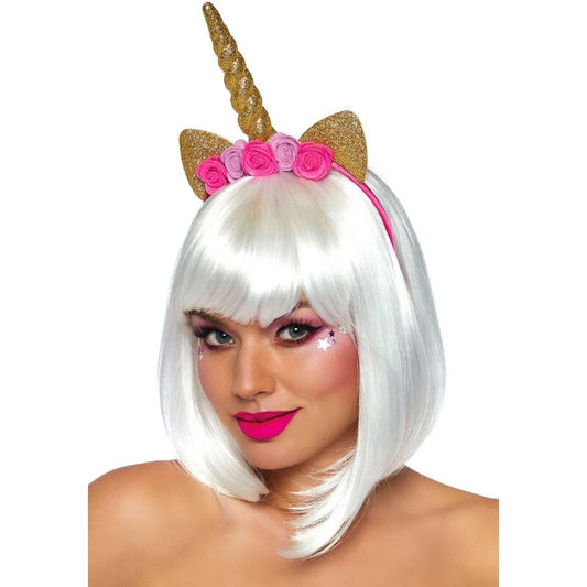 LEG AVENUE - UNICORN HEADBAND WITH GOLD FLOWERS