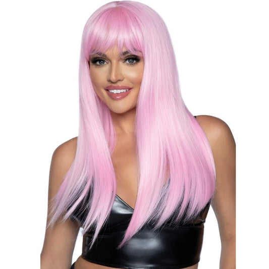 LEG AVENUE - LONG STRAIGHT WIG WITH PINK BANGS