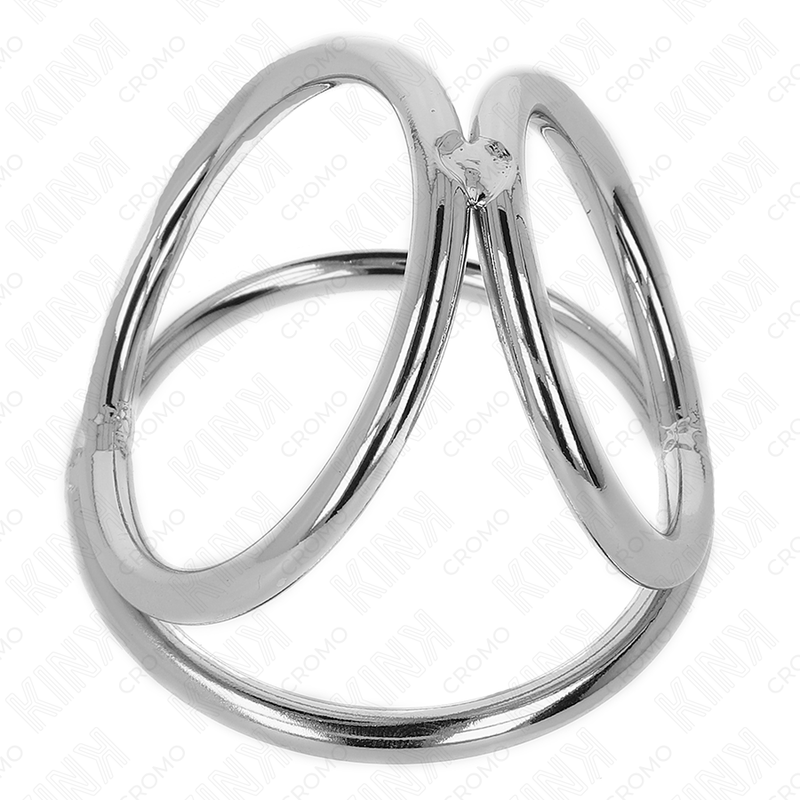 KINK - CHROME METAL TRIPLE PENIS RING 3.2 CM TO 4.5 CM