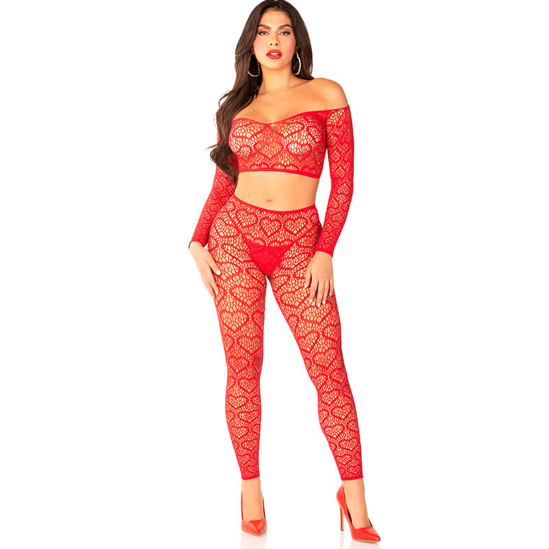 LEG AVENUE - CROP TOP + RED STOCKINGS ONE SIZE