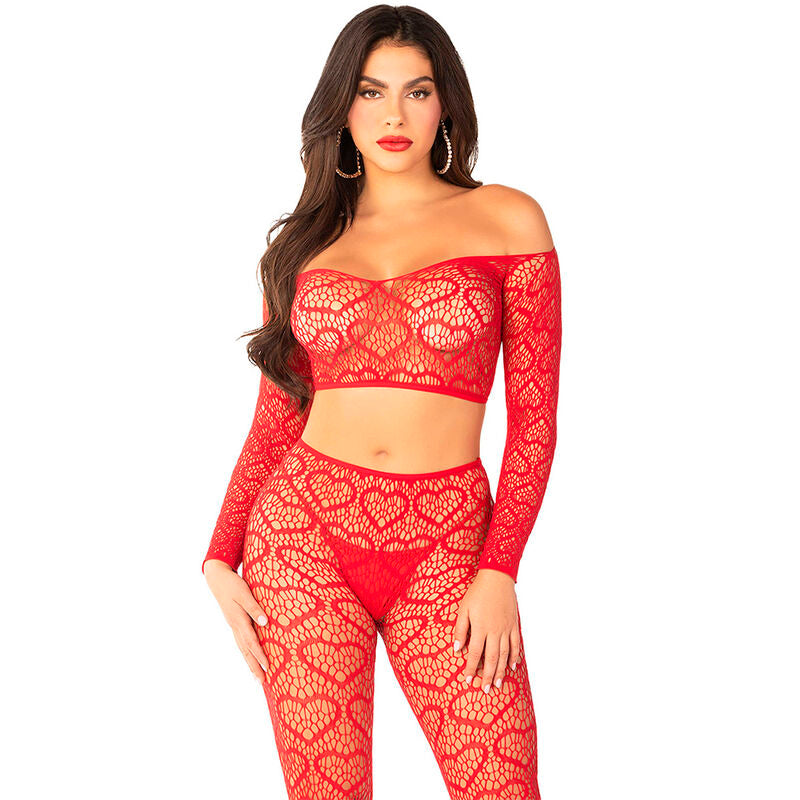 LEG AVENUE - CROP TOP + RED STOCKINGS ONE SIZE