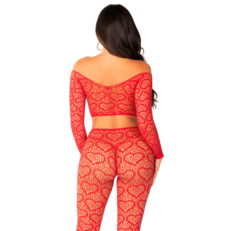 LEG AVENUE - CROP TOP + RED STOCKINGS ONE SIZE