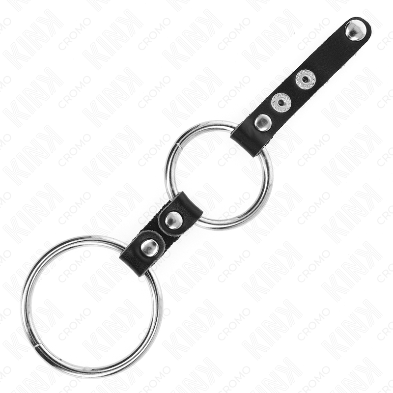 KINK - ANEL DUPLO PARA PÊNIS DE 3,8 CM A 5 CM CONECTADO POR COURO