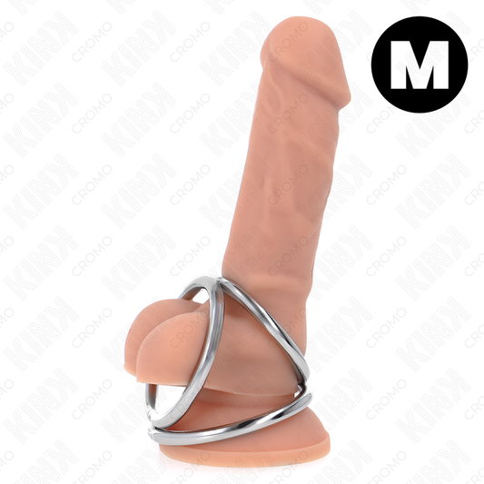 KINK - CHROME METAL TRIPLE PENIS RING 3.8 CM TO 5 CM MODEL 2