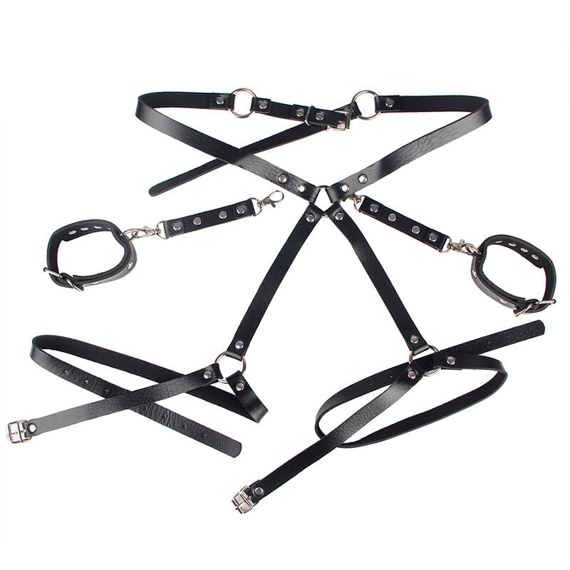 SUBBLIME - 953690 BLACK BONDAGE BELT HANDCUFFS ONE SIZE