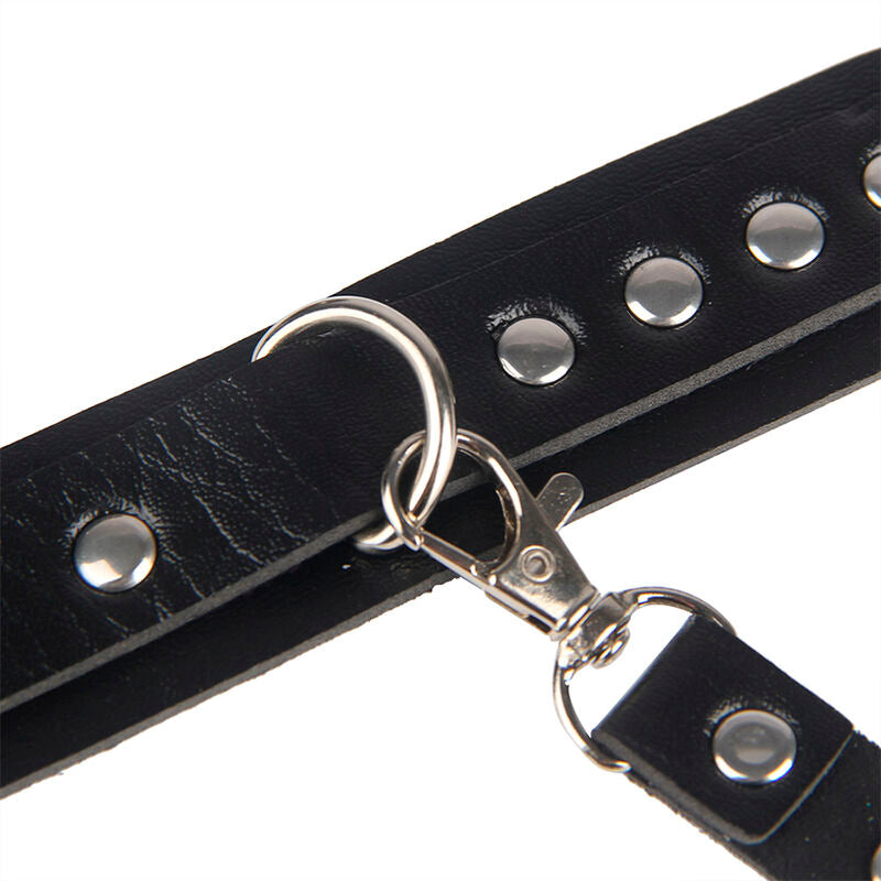 SUBBLIME - 953690 BLACK BONDAGE BELT HANDCUFFS ONE SIZE