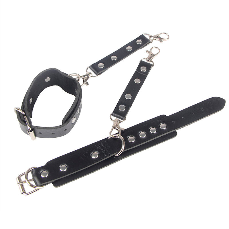 SUBBLIME - 953690 BLACK BONDAGE BELT HANDCUFFS ONE SIZE