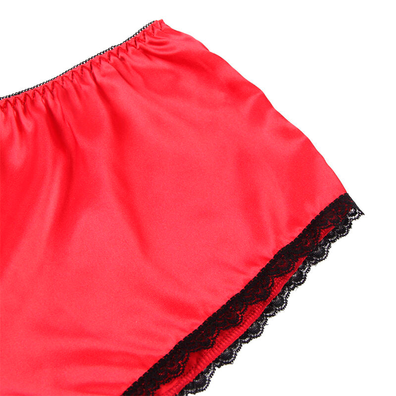 SUBBLIME - 953898 3 PIECE SET LACE AND SATIN RED S/M