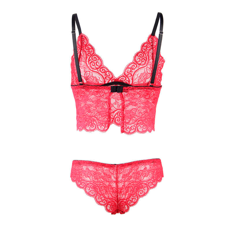 SUBBLIME - 953898 3 PIECE SET LACE AND SATIN RED S/M