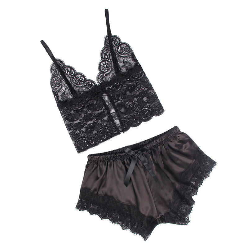 SUBBLIME - 953935 PIJAMAS SEXY DE CETIM E RENDA PRETO S/M