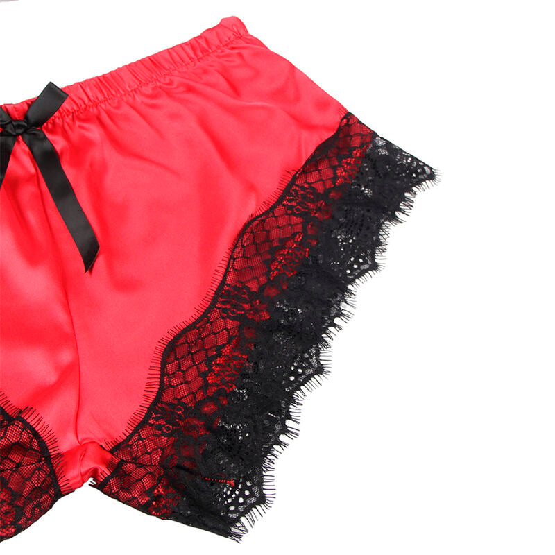 SUBBLIME - 953959 PIJAMAS SEXY DE CETIM E RENDA PRETO/VERMELHO S/M