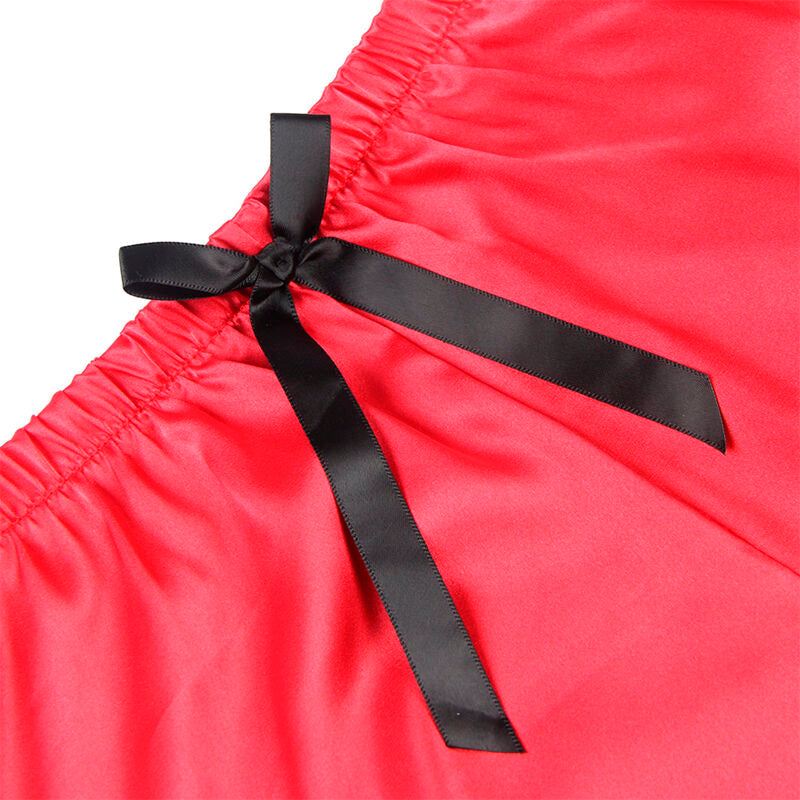 SUBBLIME - 953966 PIJAMA SEXY SATEN Y  ENCAJE NEGRO/ROJO L/XL