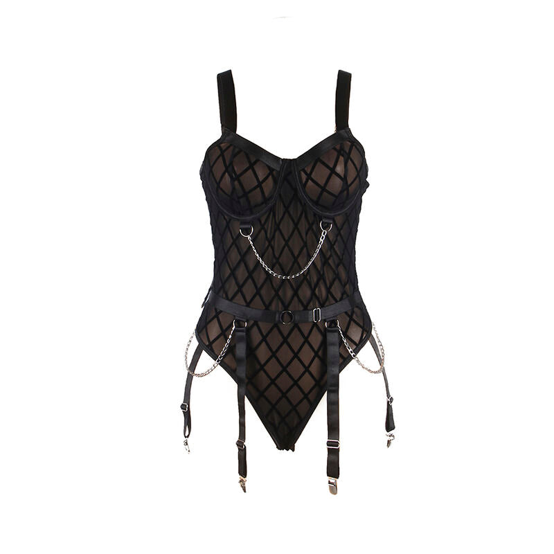 SUBBLIME - 954260 BODY CON CADENAS + LIGUEROS NEGRO S/M