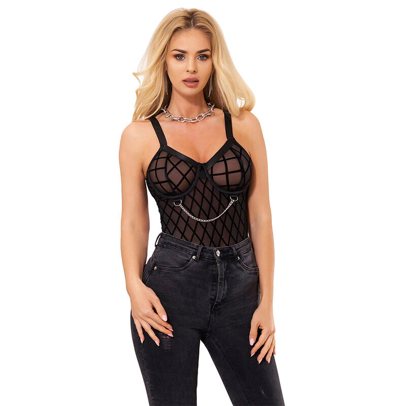 SUBBLIME - 954260 BODY CON CADENAS + LIGUEROS NEGRO S/M