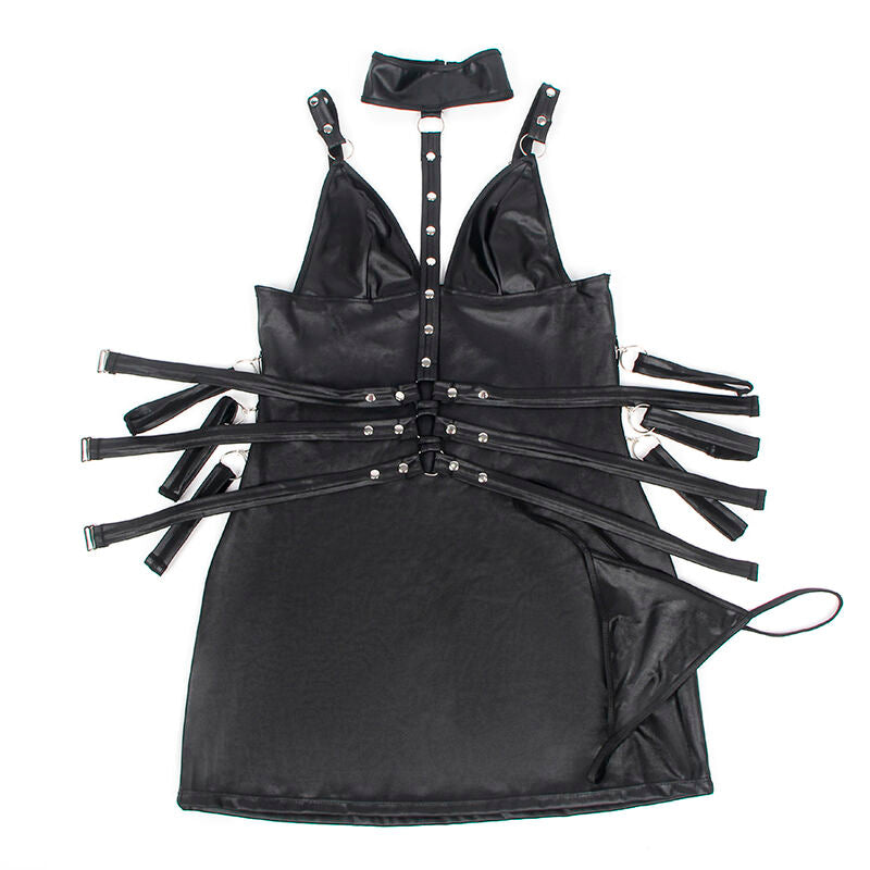 SUBBLIME - 954406 BLACK LEATHER BONDAGE DRESS S/M