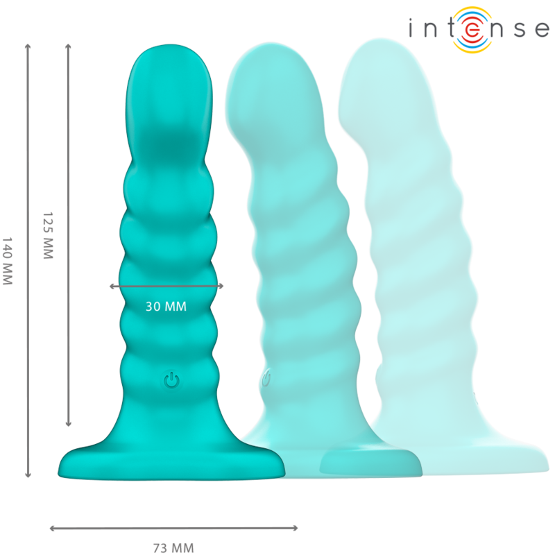 INTENSO - VIBRADOR BUFFY TAMANHO S DESIGN ESPIRAL 10 VIBRAÇÕES CONTROLE REMOTO AZUL