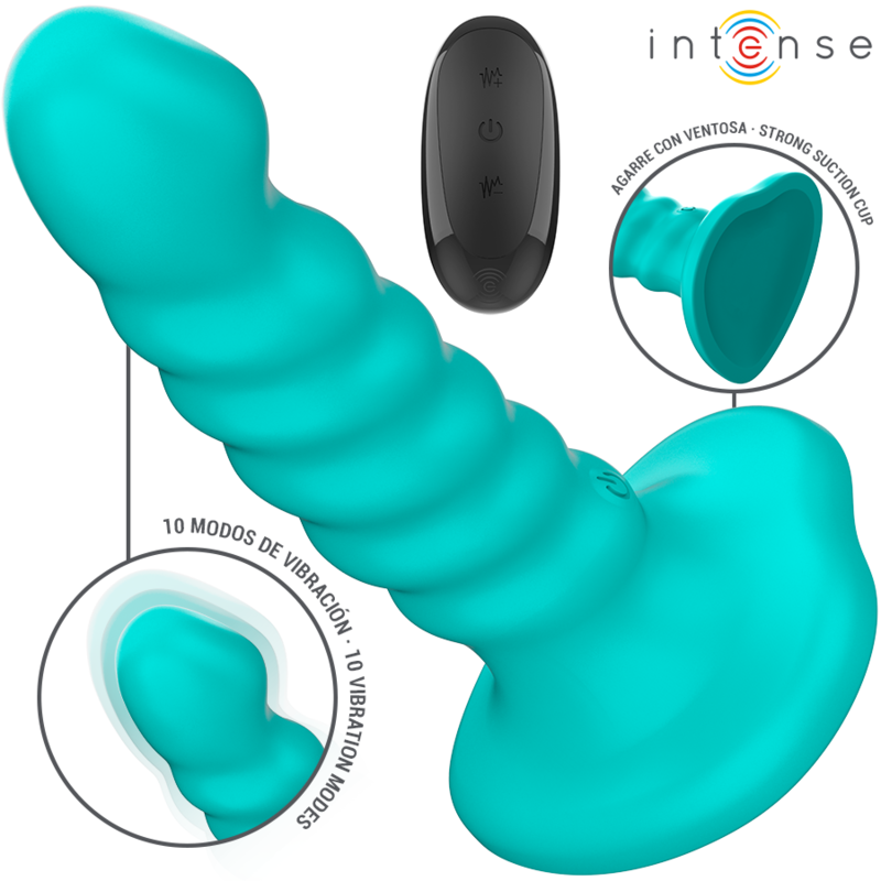 INTENSO - VIBRADOR BUFFY TAMANHO S DESIGN ESPIRAL 10 VIBRAÇÕES CONTROLE REMOTO AZUL