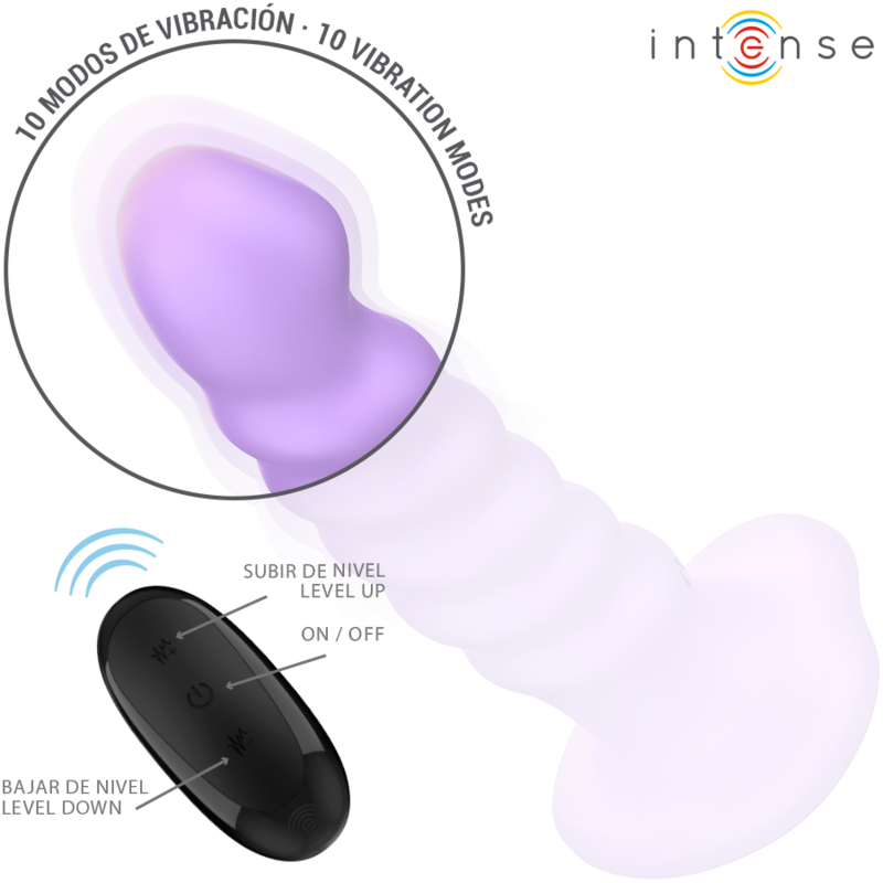 INTENSO - BRENDA VIBRADOR TAMANHO M DESIGN ESPIRAL 10 VIBRAÇÕES ROXO CONTROLE REMOTO