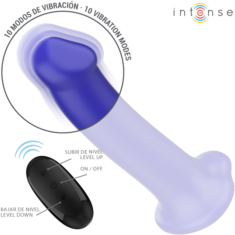 INTENSE - VIBRADOR VICTORIA COM VENTOSA 10 VIBRAÇÕES AZUL ESCURO CONTROLE REMOTO