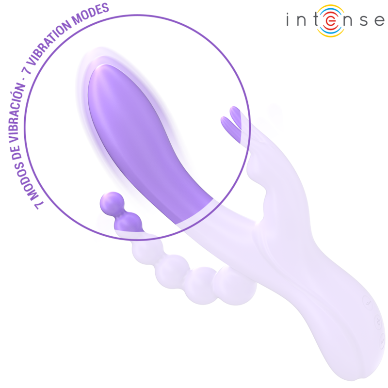 INTENSE - MIKO TRIPLE VIBRADOR RABBIT & ESTIMULADOR & ANAL 7 VIBRACIONES MORADO