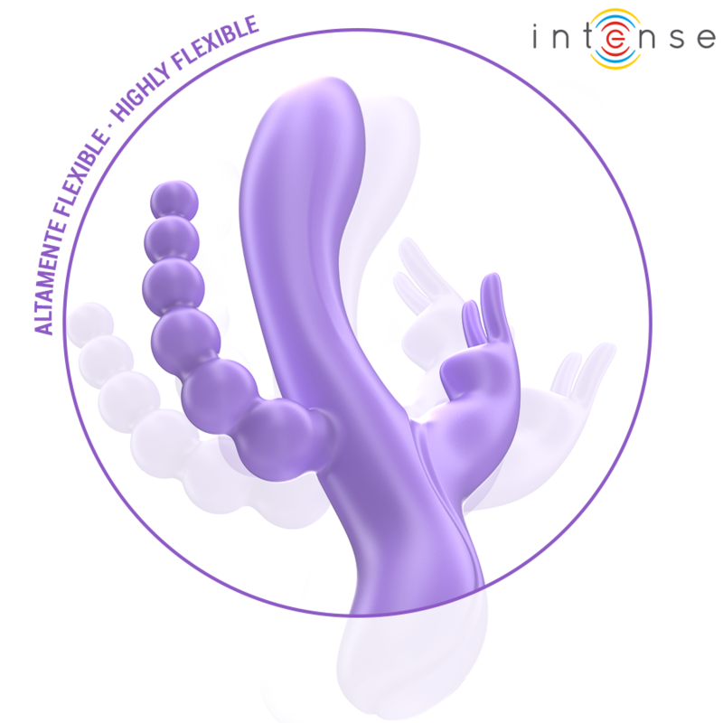 INTENSO - MIKO TRIPLO VIBRADOR COELHO &amp; ESTIMULADOR &amp; ANAL 7 VIBRAÇÕES ROXO