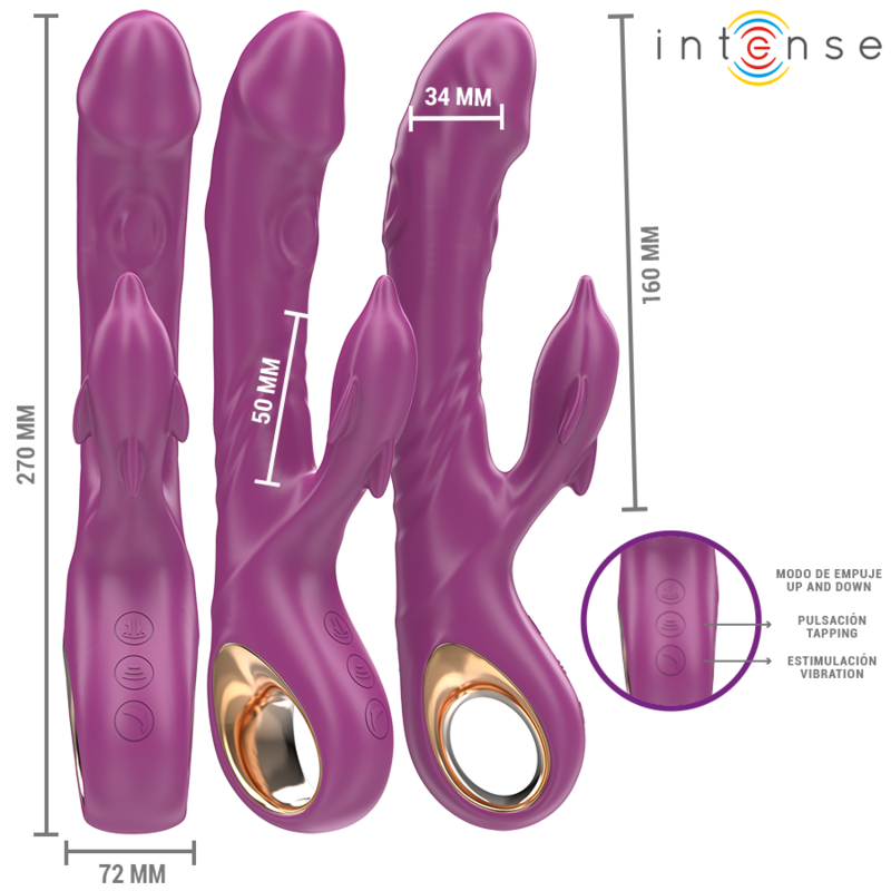 INTENSE - HALLE MULTIFUNCTION VIBRATOR WITH STIMULATING TONGUE IN THE SHAPE OF A PURPLE DOLPHIN