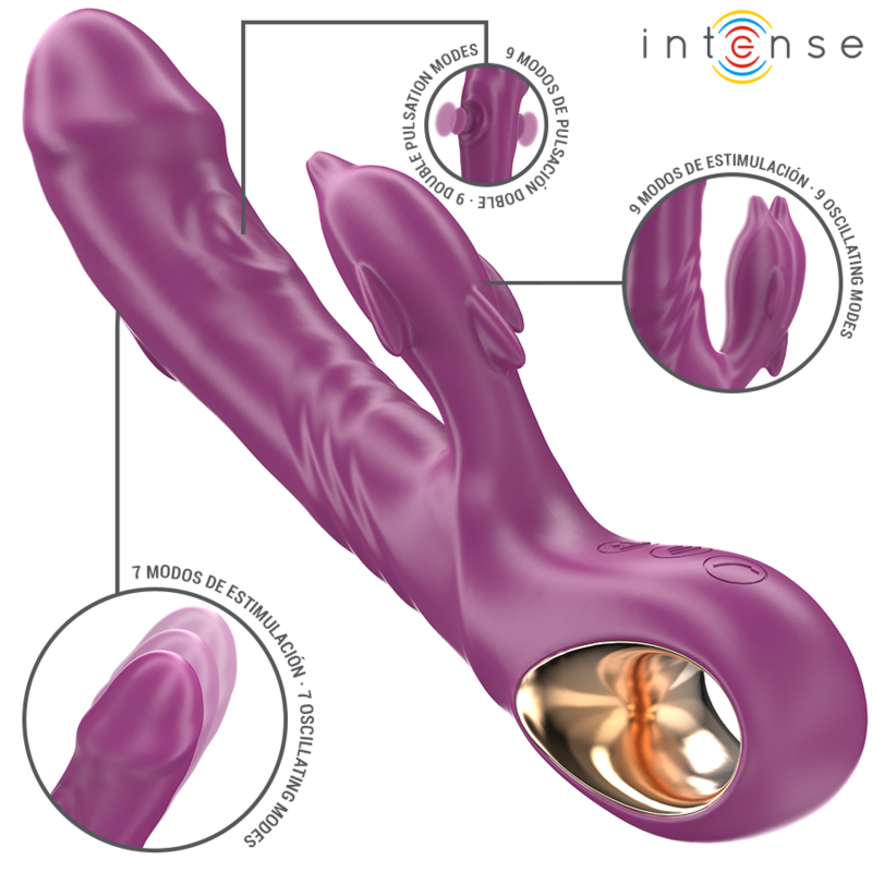 INTENSE - HALLE MULTIFUNCTION VIBRATOR WITH STIMULATING TONGUE IN THE SHAPE OF A PURPLE DOLPHIN