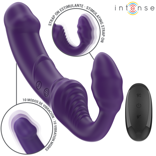 INTENSE - JILL DOUBLE VIBRATOR 20 CM VIOLET REMOTE CONTROL